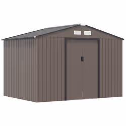Outsunny 9 X 6FT Storage Garden Shed Sliding Door Galvanised Metal Brown