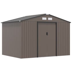 Outsunny 9 X 6FT Storage Garden Shed Sliding Door Galvanised Metal Brown