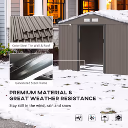 Outsunny 9 X 6FT Storage Garden Shed Sliding Door Galvanised Metal Brown