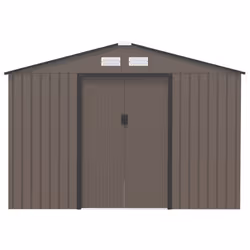 Outsunny 9 X 6FT Storage Garden Shed Sliding Door Galvanised Metal Brown - Additional view 8