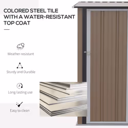 Outsunny Outdoor Storage Shed Steel Garden Shed with Lockable Door Brown