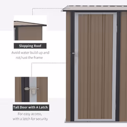 Outsunny Outdoor Storage Shed Steel Garden Shed with Lockable Door Brown - Additional view 4