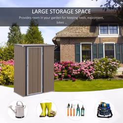 Outsunny Outdoor Storage Shed Steel Garden Shed with Lockable Door Brown - Additional view 5