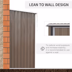 Outsunny Outdoor Storage Shed Steel Garden Shed with Lockable Door Brown - Additional view 6