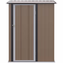 Outsunny Outdoor Storage Shed Steel Garden Shed with Lockable Door Brown - Additional view 7