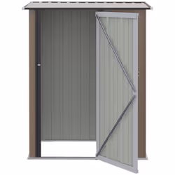 Outsunny Outdoor Storage Shed Steel Garden Shed with Lockable Door Brown - Additional view 8