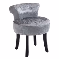 HOMCOM Dressing Table Stool Vanity Seat w/ Rubber Wood Legs Bedroom - Grey - Additional view 8