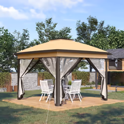 Outsunny Pop Up Gazebo Height Adjustable Canopy Tent w/ Carrying Bag, Beige