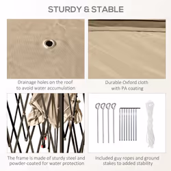 Outsunny Pop Up Gazebo Height Adjustable Canopy Tent w/ Carrying Bag, Beige - Additional view 4