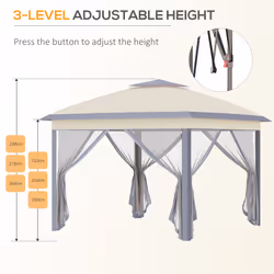 Outsunny Pop Up Gazebo Height Adjustable Canopy Tent w/ Carrying Bag, Beige - Additional view 8