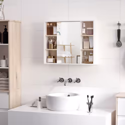 HOMCOM Wall Mounted Bathroom Storage Cabinet w/ Mirrored Door, Adjustable Shelf - Additional view 4