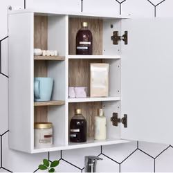 HOMCOM Wall Mounted Bathroom Storage Cabinet w/ Mirrored Door, Adjustable Shelf - Additional view 6