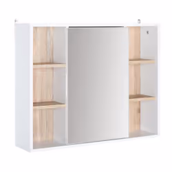 HOMCOM Wall Mounted Bathroom Storage Cabinet w/ Mirrored Door, Adjustable Shelf - Additional view 7