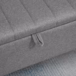 HOMCOM Storage Ottoman Bench, Linen Fabric Footstool with Steel Legs Grey - Additional view 5