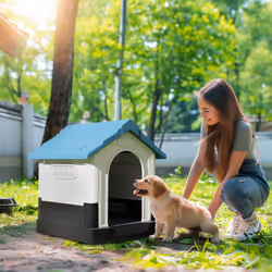 PawHut Dog Kennel for Outside Plastic Dog House for XS Dogs, 64.5 x 57 x 66cm