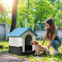 PawHut Dog Kennel for Outside Plastic Dog House for XS Dogs, 64.5 x 57 x 66cm