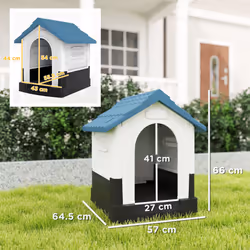 PawHut Dog Kennel for Outside Plastic Dog House for XS Dogs, 64.5 x 57 x 66cm