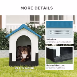 PawHut Dog Kennel for Outside Plastic Dog House for XS Dogs, 64.5 x 57 x 66cm - Additional view 6