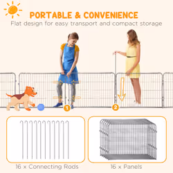 PawHut 16 Panels Heavy Duty Puppy Play Pen for Small 60Hcm - Additional view 6