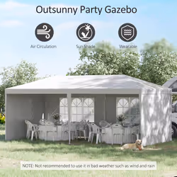 Outsunny 6m x 3m Garden Gazebo Marquee Canopy Party Tent Canopy Patio White