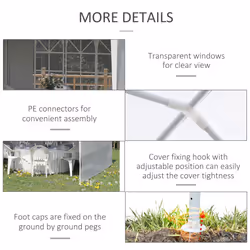 Outsunny 6m x 3m Garden Gazebo Marquee Canopy Party Tent Canopy Patio White