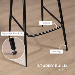 HOMCOM Bar Stools Set of 2, PU Leather Bar Chairs with Back and Steel Legs - Additional view 4