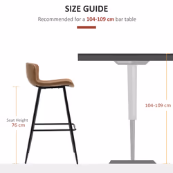 HOMCOM Bar Stools Set of 2, PU Leather Bar Chairs with Back and Steel Legs - Additional view 5