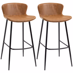 HOMCOM Bar Stools Set of 2, PU Leather Bar Chairs with Back and Steel Legs - Additional view 7