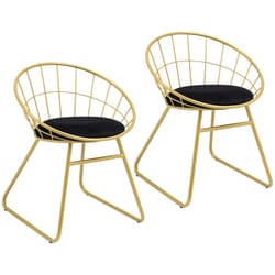 HOMCOM Metal Wire Dining Chairs Set of 2, Steel Frame Gold