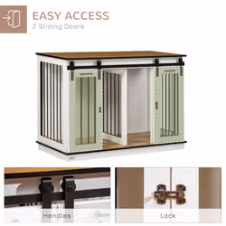 PawHut Dog Crate Furniture for Large Dogs, Double Dog Cage for Small Dogs, White - Additional view 4