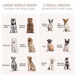 PawHut Dog Crate Furniture for Large Dogs, Double Dog Cage for Small Dogs, White - Additional view 6