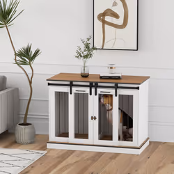 PawHut Dog Crate Furniture for Large Dogs, Double Dog Cage for Small Dogs, White - Additional view 7