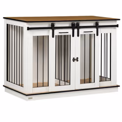 PawHut Dog Crate Furniture for Large Dogs, Double Dog Cage for Small Dogs, White - Additional view 8