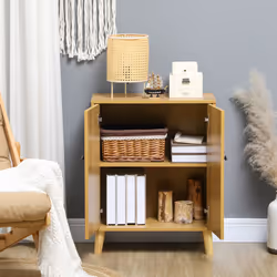 HOMCOM Storage Cabinet for Living Room Sideboard with Chevron Doors Natural - Additional view 5