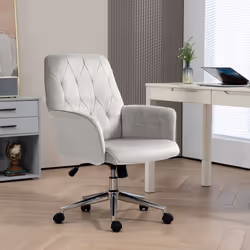 Vinsetto Swivel Computer Chair w/ Arm Modern Style Tufted Home Office Light Grey