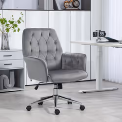 Vinsetto Swivel Computer Chair with Arms, Modern Style Tufted, Dark Grey