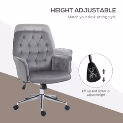 Vinsetto Swivel Computer Chair with Arms, Modern Style Tufted, Dark Grey