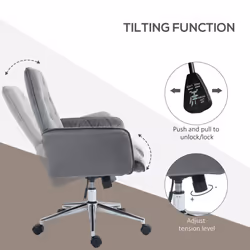 Vinsetto Swivel Computer Chair with Arms, Modern Style Tufted, Dark Grey