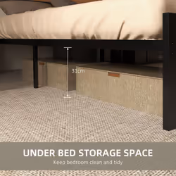 HOMCOM Double Size Bed Frame Steel Bed Base with Headboard 147 x 197cm Brown - Additional view 7