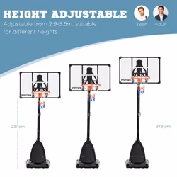 SPORTNOW Adjustable Basketball Hoop with Weighted Base, Wheels, 2.4-2.9m - Additional view 7