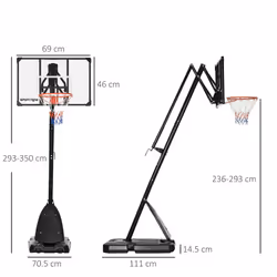 SPORTNOW Adjustable Basketball Hoop with Weighted Base, Wheels, 2.4-2.9m - Additional view 8