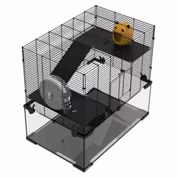 PawHut 3 Tiers Hamster Cage w/ Deep Glass Bottom, Dish, Hut, 60 x 40 x 57cm - Additional view 5