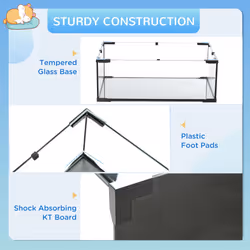 PawHut 3 Tiers Hamster Cage w/ Deep Glass Bottom, Dish, Hut, 78.5 x 48.5 x 57cm - Additional view 4