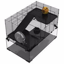 PawHut 3 Tiers Hamster Cage w/ Deep Glass Bottom, Dish, Hut, 78.5 x 48.5 x 57cm - Additional view 6