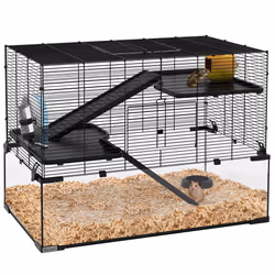 PawHut 3 Tiers Hamster Cage w/ Deep Glass Bottom, Dish, Hut, 78.5 x 48.5 x 57cm - Additional view 8