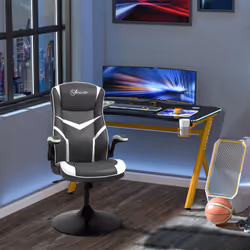 Vinsetto Racing Video Game Chair PVC Leather Computer Gaming Chair Grey
