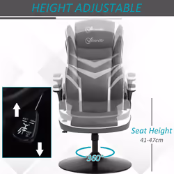 Vinsetto Racing Video Game Chair PVC Leather Computer Gaming Chair Grey