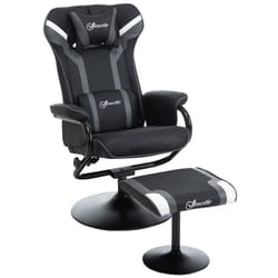 Vinsetto Video Game Chair and Footrest Set with Lumbar Support Headrest Grey