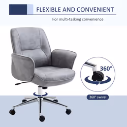 Vinsetto Swivel Computer Office Chair Mid Back Desk Chair for Home, Light Grey - Additional view 5