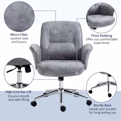 Vinsetto Swivel Computer Office Chair Mid Back Desk Chair for Home, Light Grey - Additional view 6